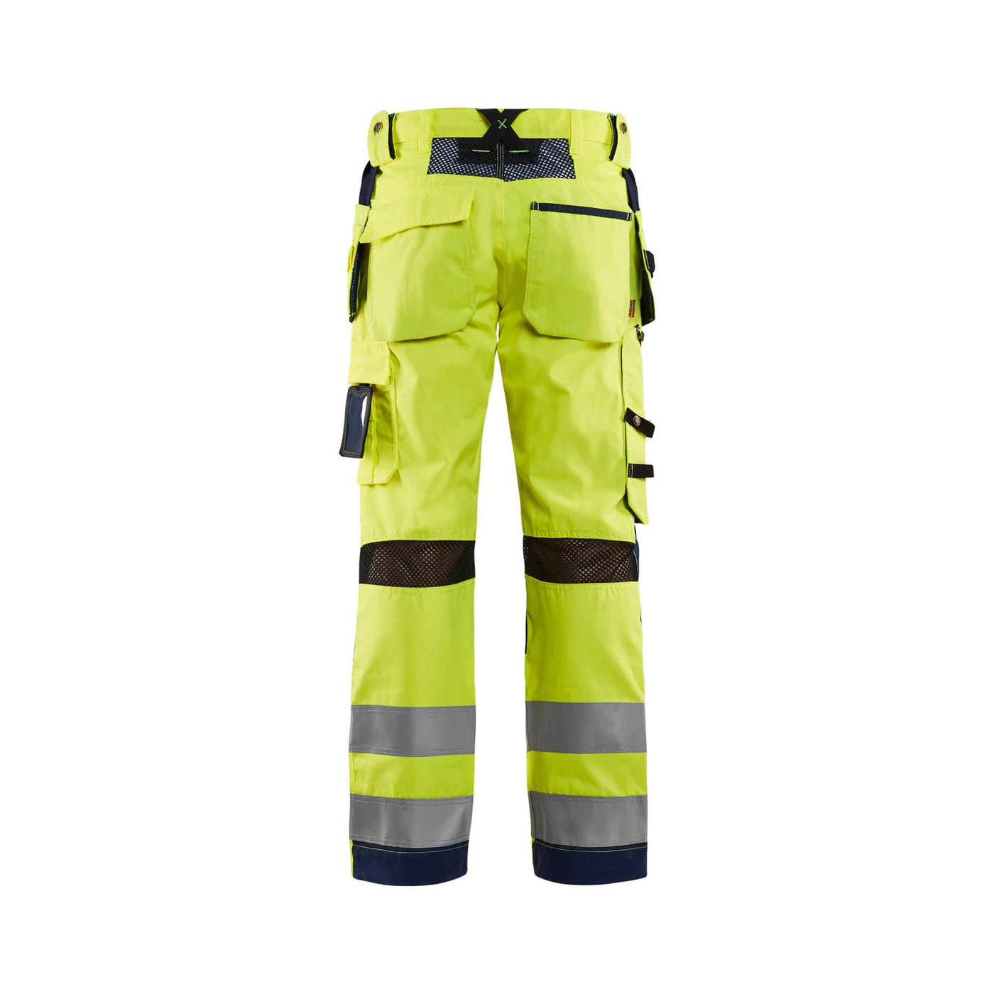 Blaklader 15651811 Hi-Vis Trousers Ventilated Yellow/Navy Blue Rear #colour_yellow-navy-blue
