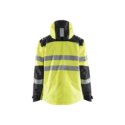 Blaklader 44961918 Hi-Vis Waterproof Jacket Yellow/Black Rear #colour_yellow-black
