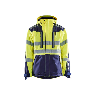 Blaklader 44961918 Hi-Vis Waterproof Jacket Yellow/Navy Blue Main #colour_yellow-navy-blue