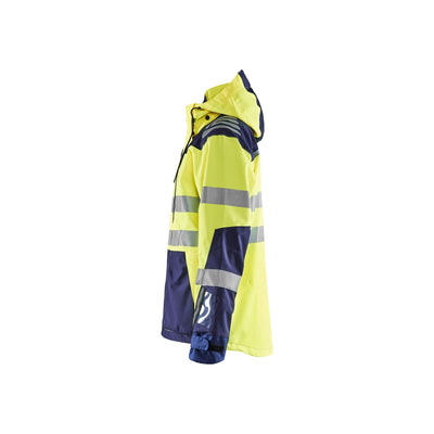 Blaklader 44961918 Hi-Vis Waterproof Jacket Yellow/Navy Blue Left #colour_yellow-navy-blue