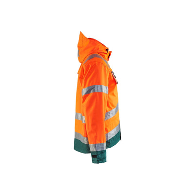 Blaklader 48371977 Hi-Vis Waterproof Jacket Orange/Green Right #colour_orange-green