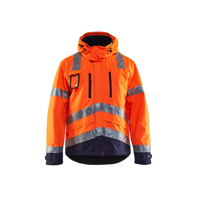 Blaklader 48371977 Hi-Vis Waterproof Jacket Orange/Navy Blue Main #colour_orange-navy-blue