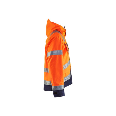 Blaklader 48371977 Hi-Vis Waterproof Jacket Orange/Navy Blue Right #colour_orange-navy-blue