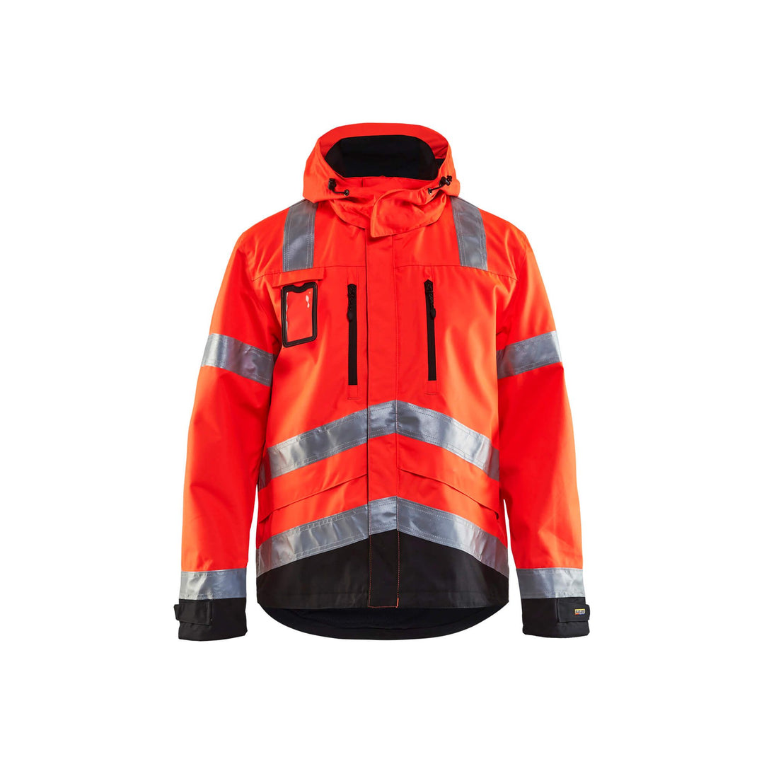 Blaklader 48371977 Hi-Vis Waterproof Jacket Red/Black Main #colour_red-black