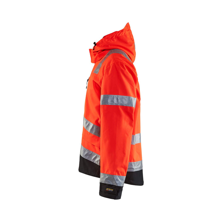 Blaklader 48371977 Hi-Vis Waterproof Jacket Red/Black Left #colour_red-black