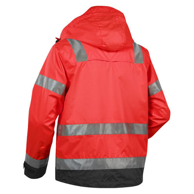 Blaklader 48371977 Hi-Vis Waterproof Jacket Red/Black Rear #colour_red-black