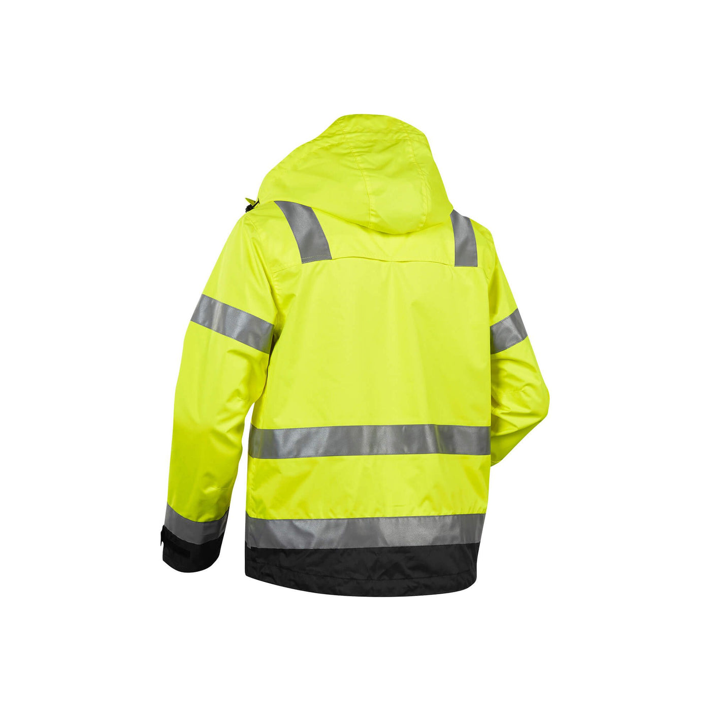 Blaklader 48371977 Hi-Vis Waterproof Jacket Yellow/Black Rear #colour_yellow-black