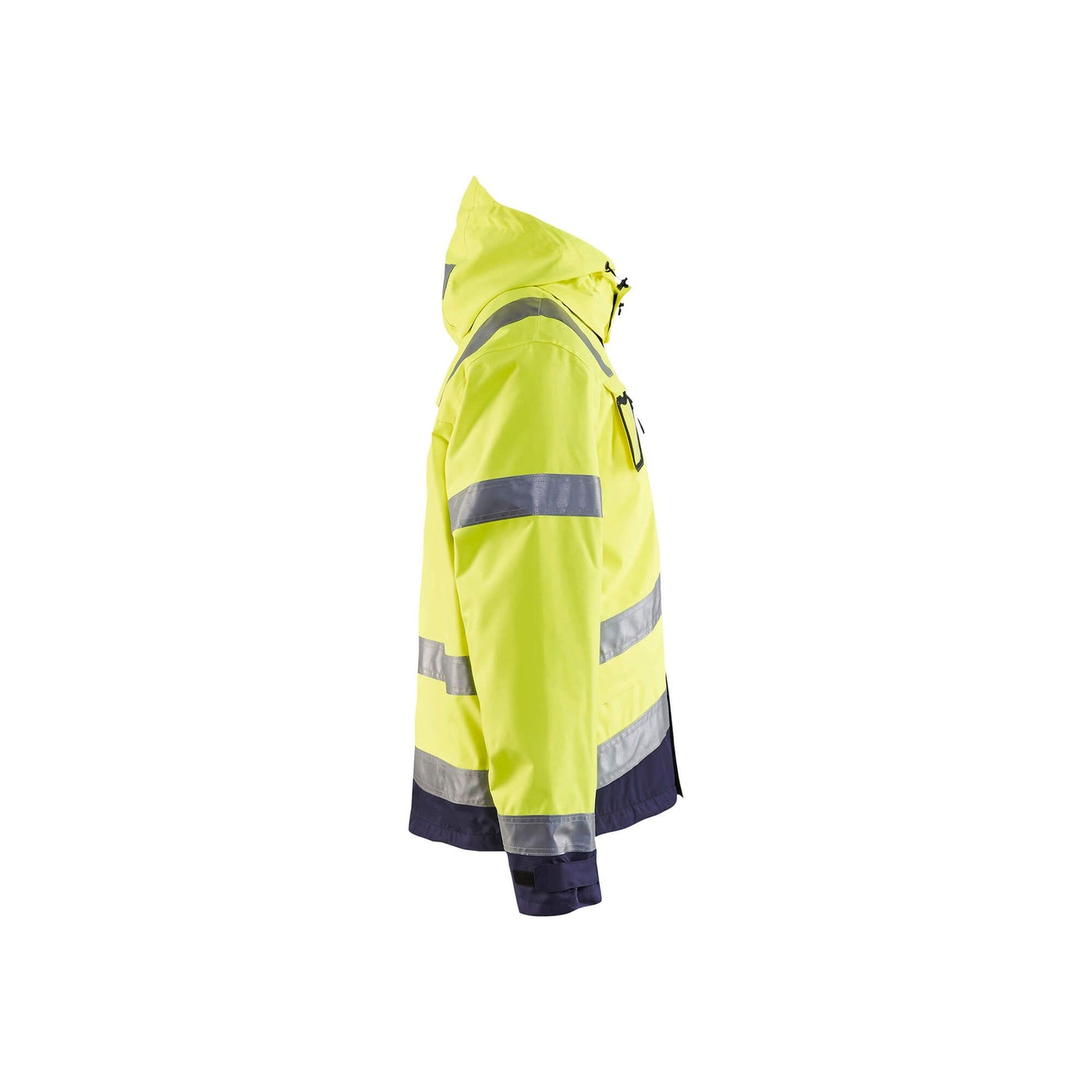 Blaklader 48371977 Hi-Vis Waterproof Jacket Yellow/Navy Blue Right #colour_yellow-navy-blue