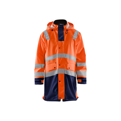 Blaklader 43062003 Hi-Vis Waterproof Rain Jacket Orange/Navy Blue Main #colour_orange-navy-blue