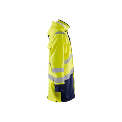 Blaklader 43062003 Hi-Vis Waterproof Rain Jacket Yellow/Navy Blue Right #colour_yellow-navy-blue