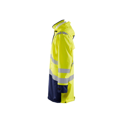 Blaklader 43062003 Hi-Vis Waterproof Rain Jacket Yellow/Navy Blue Left #colour_yellow-navy-blue