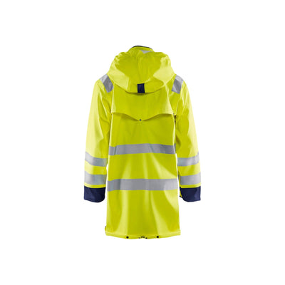 Blaklader 43062003 Hi-Vis Waterproof Rain Jacket Yellow/Navy Blue Rear #colour_yellow-navy-blue