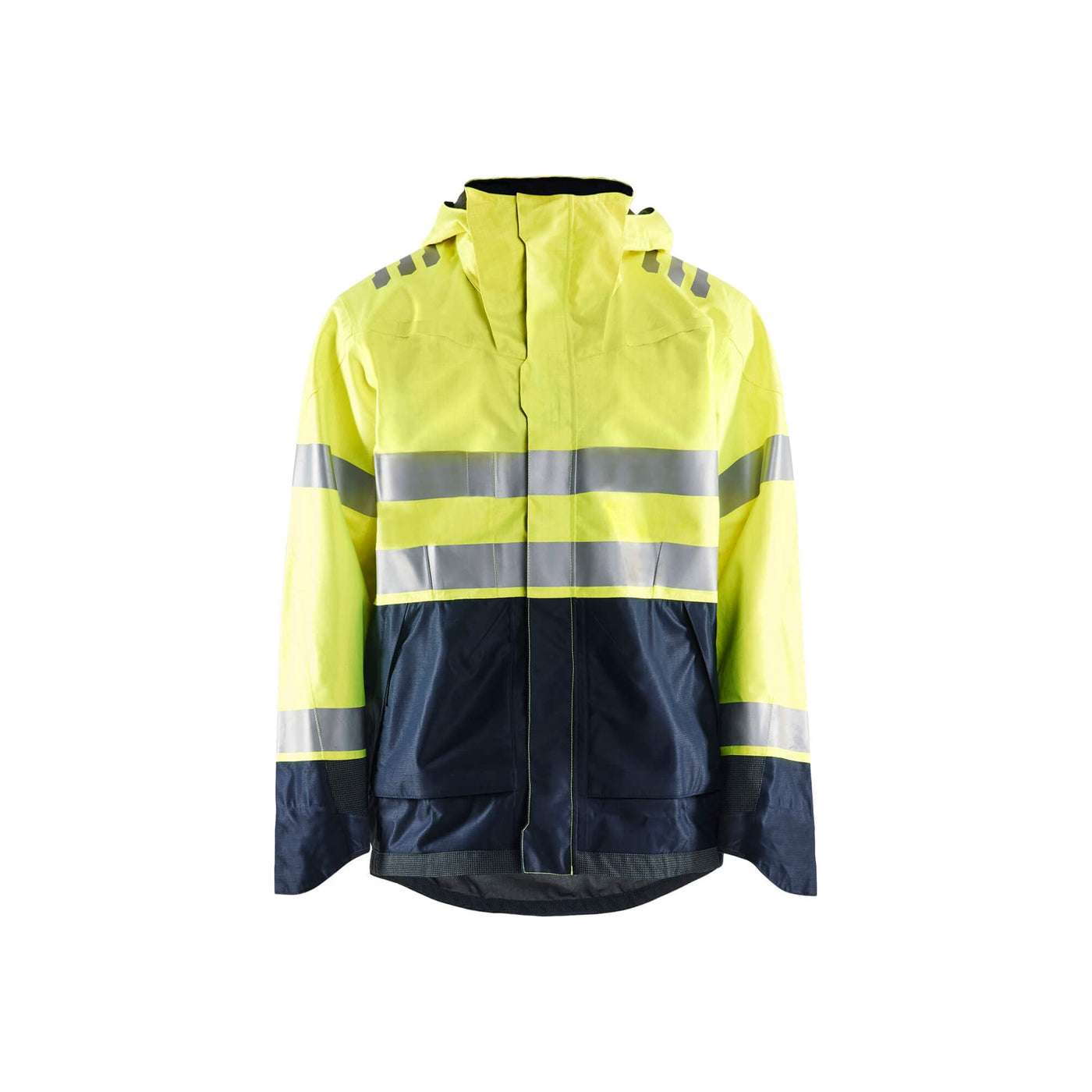 Blaklader 40881532 Hi-Vis Waterproof Shell Jacket Multinorm Yellow/Navy Blue Main #colour_yellow-navy-blue