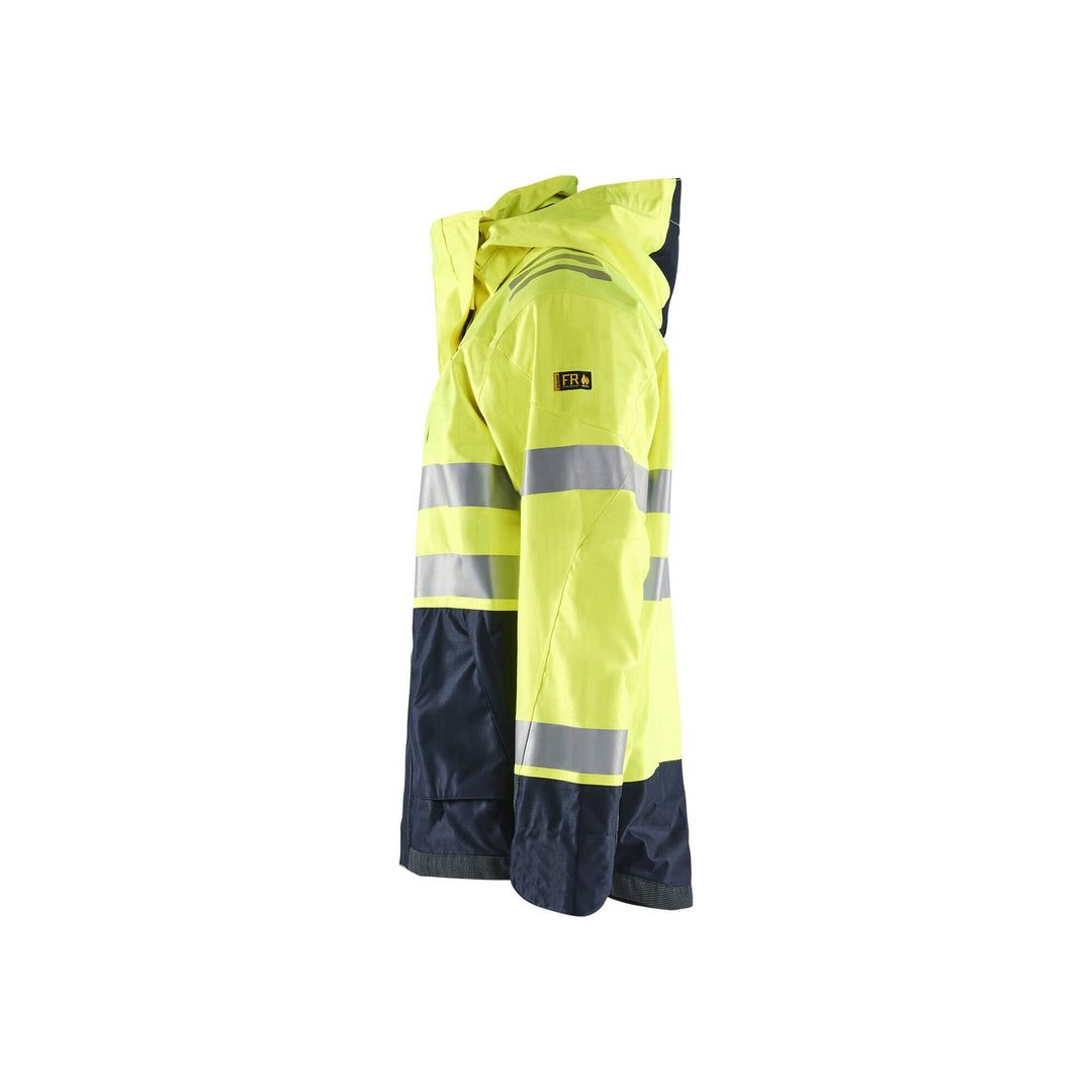 Blaklader 40881532 Hi-Vis Waterproof Shell Jacket Multinorm Yellow/Navy Blue Left #colour_yellow-navy-blue