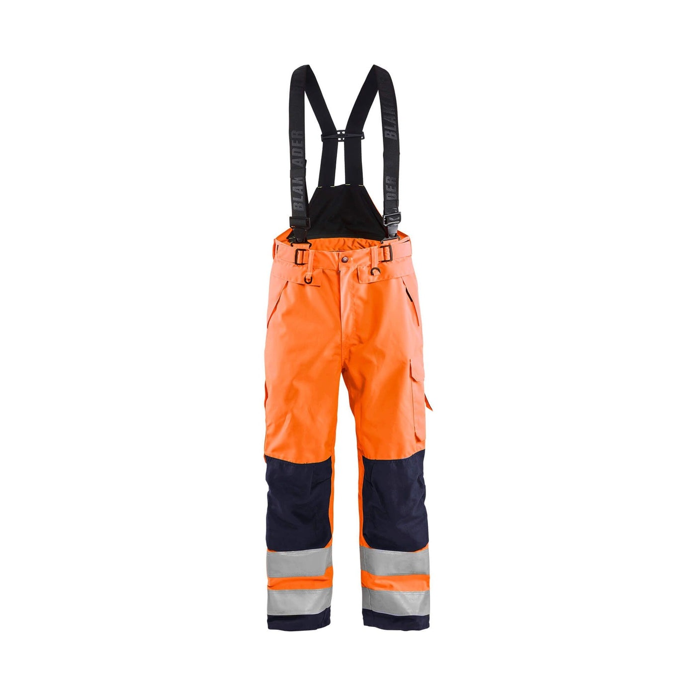 Blaklader 18671977 Hi-Vis Waterproof Trousers Orange/Navy Blue Main #colour_orange-navy-blue