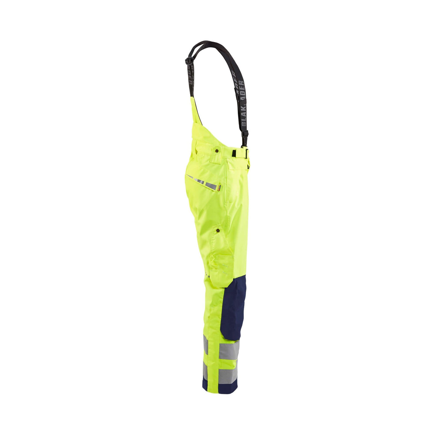 Blaklader 18671977 Hi-Vis Waterproof Trousers Yellow/Navy Blue Right #colour_yellow-navy-blue