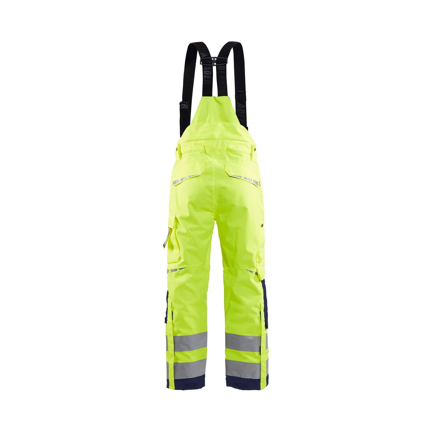 Blaklader 18671977 Hi-Vis Waterproof Trousers Yellow/Navy Blue Rear #colour_yellow-navy-blue
