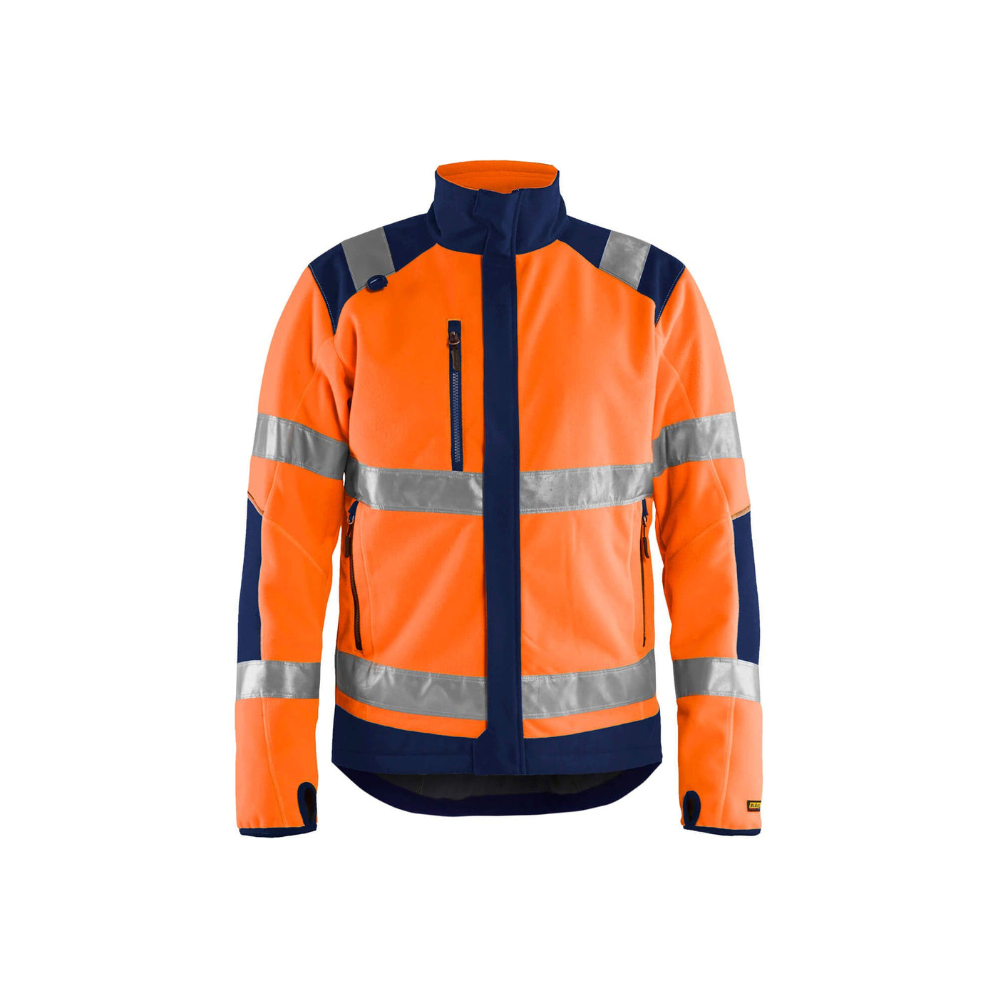 Blaklader 48882524 Hi-Vis Windproof Fleece Jacket Orange/Navy Blue Main #colour_orange-navy-blue