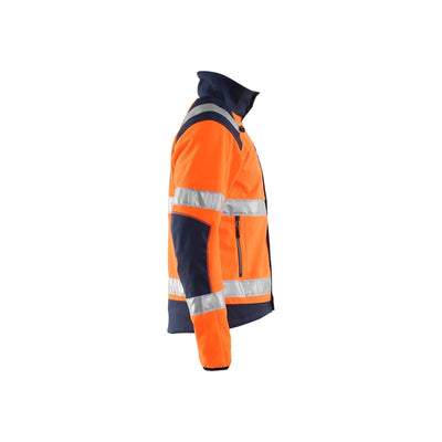 Blaklader 48882524 Hi-Vis Windproof Fleece Jacket Orange/Navy Blue Right #colour_orange-navy-blue