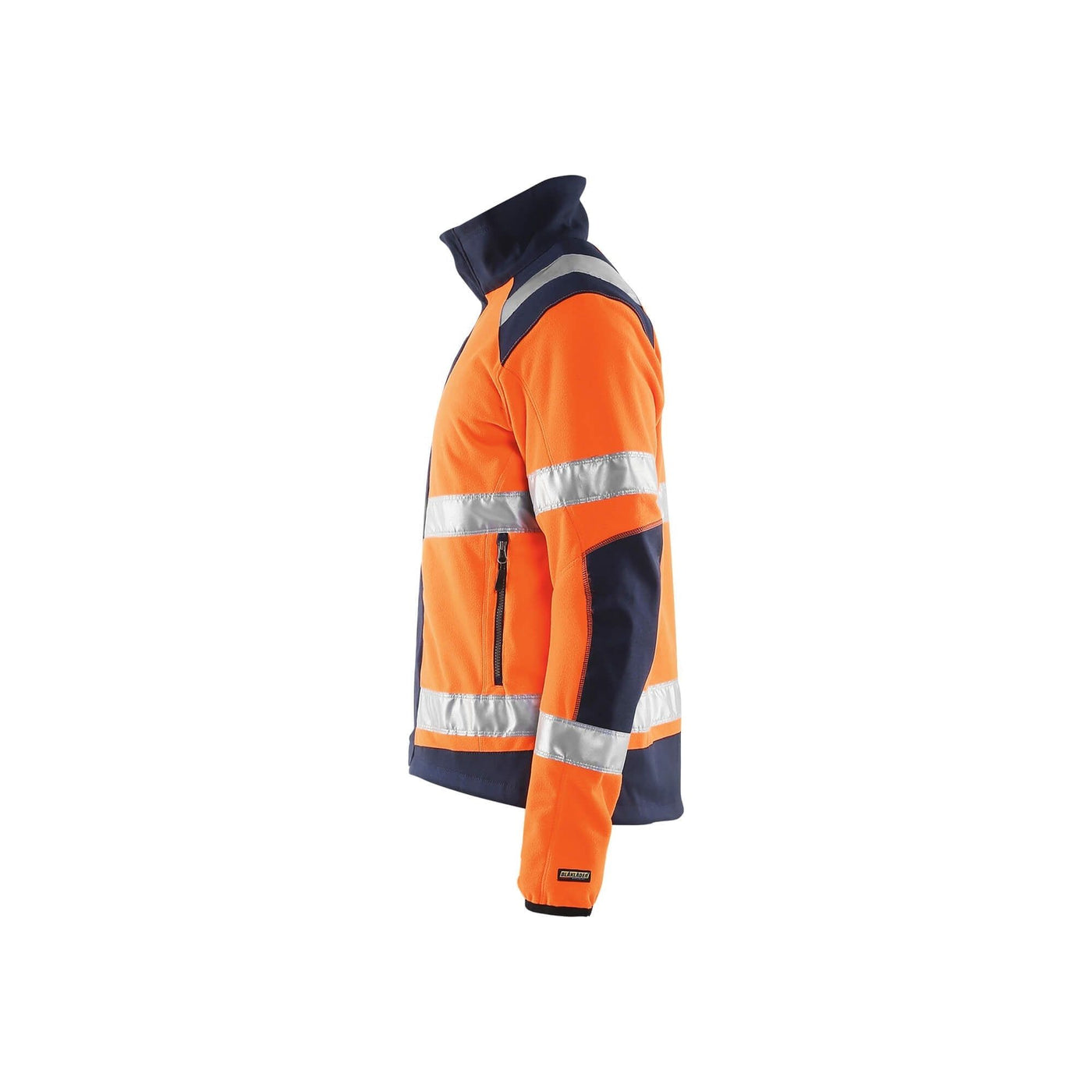 Blaklader 48882524 Hi-Vis Windproof Fleece Jacket Orange/Navy Blue Left #colour_orange-navy-blue
