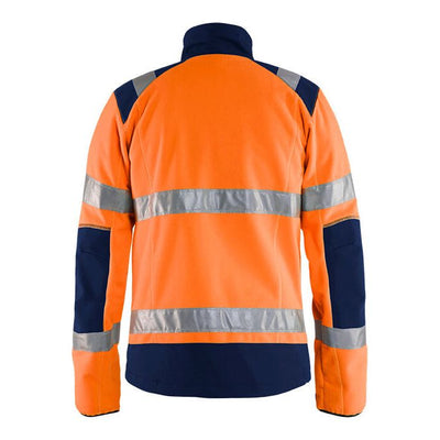 Blaklader 48882524 Hi-Vis Windproof Fleece Jacket Orange/Navy Blue Rear #colour_orange-navy-blue