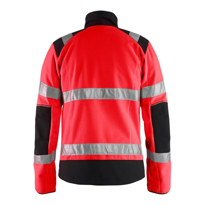 Blaklader 48882524 Hi-Vis Windproof Fleece Jacket Red/Black Rear #colour_red-black