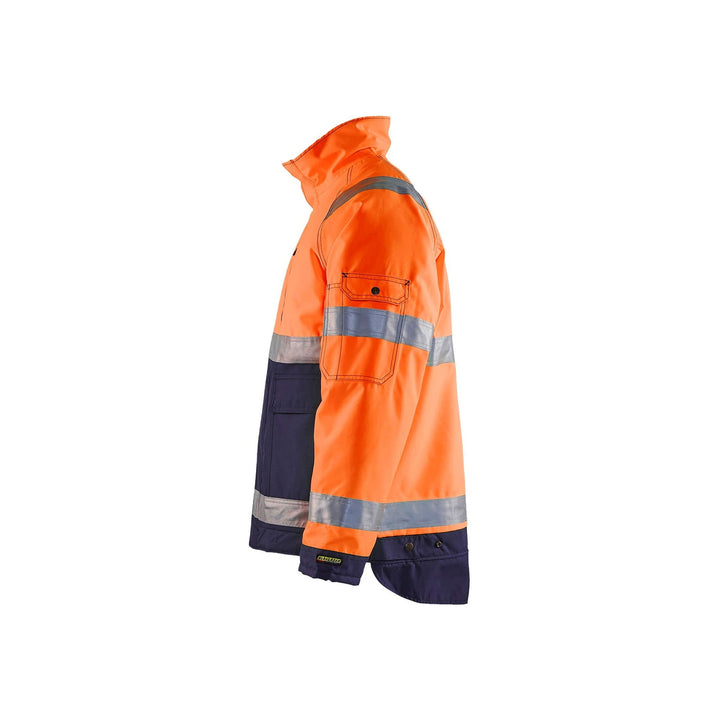 Blaklader 48271977 Hi-Vis Winter Jacket Orange/Navy Blue Left #colour_orange-navy-blue