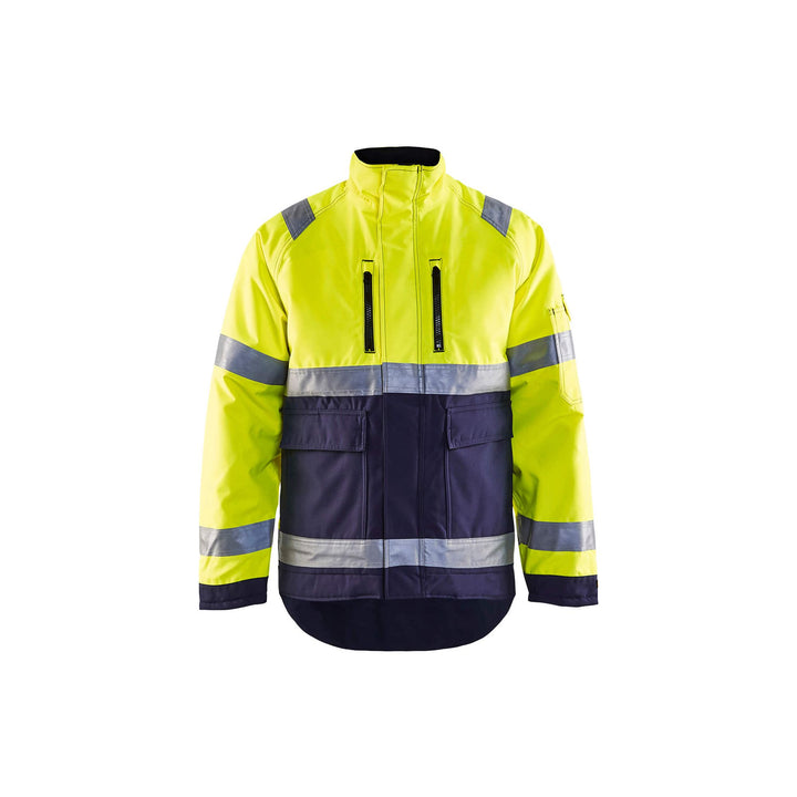 Blaklader 48271977 Hi-Vis Winter Jacket Yellow/Navy Blue Main #colour_yellow-navy-blue