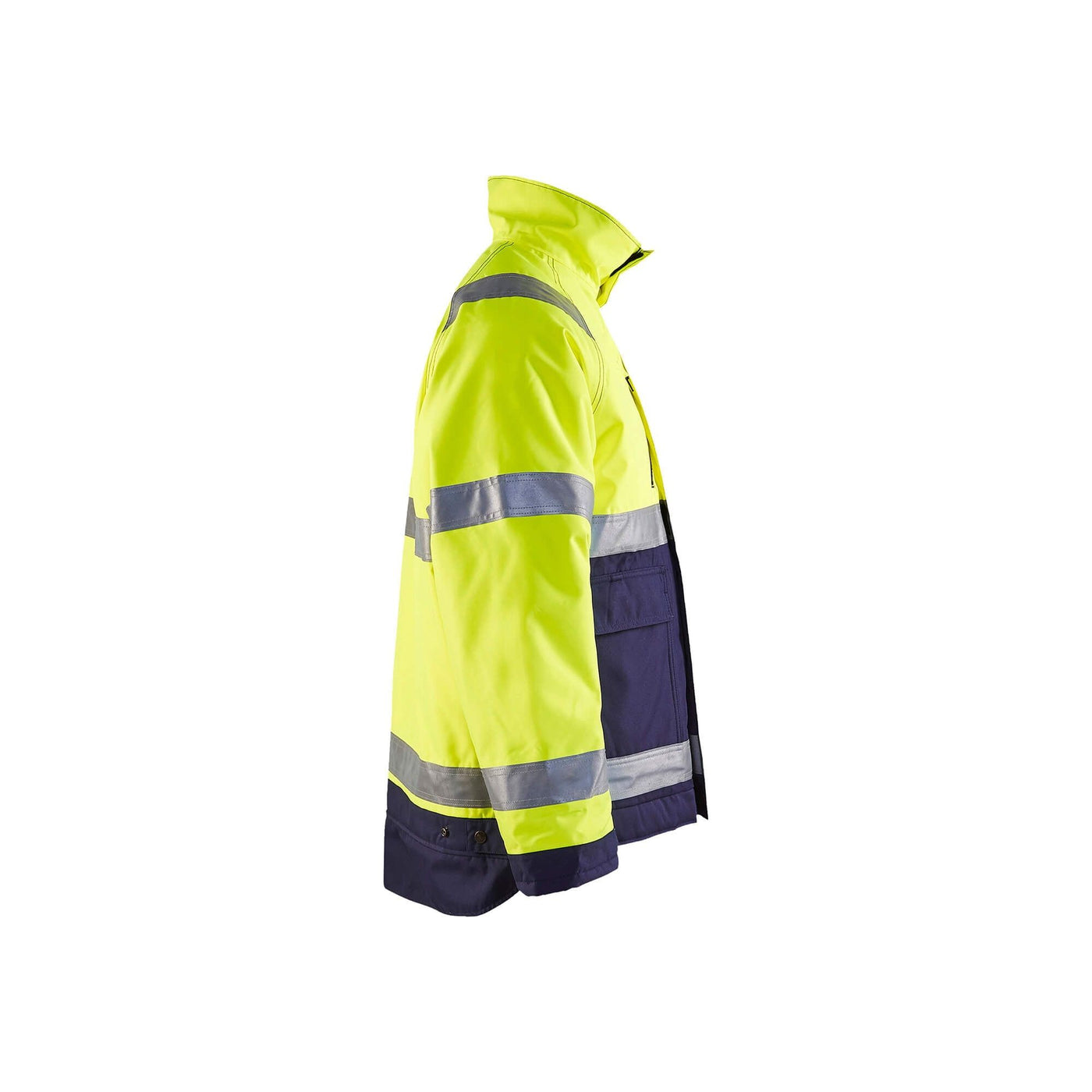 Blaklader 48271977 Hi-Vis Winter Jacket Yellow/Navy Blue Right #colour_yellow-navy-blue