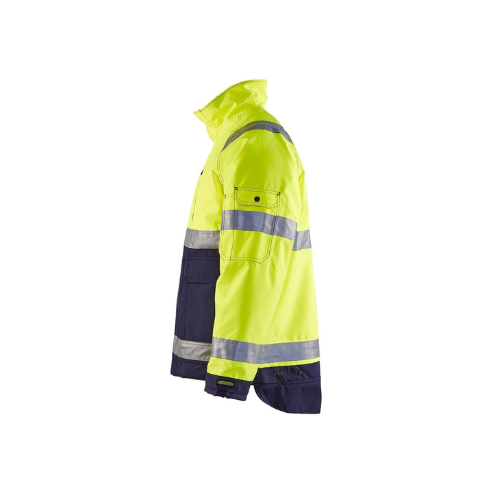 Blaklader 48271977 Hi-Vis Winter Jacket Yellow/Navy Blue Left #colour_yellow-navy-blue