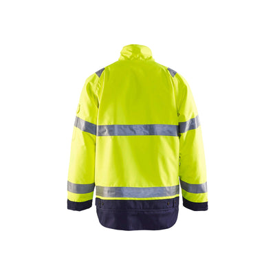 Blaklader 48271977 Hi-Vis Winter Jacket Yellow/Navy Blue Rear #colour_yellow-navy-blue