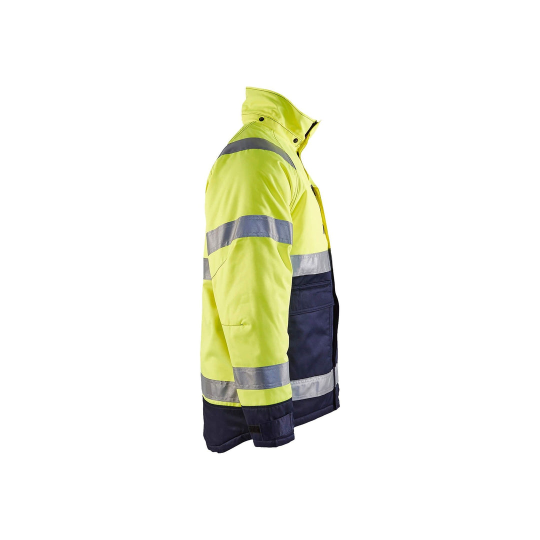 Blaklader 48281900 Hi-Vis Winter Jacket Yellow/Navy Blue Right #colour_yellow-navy-blue