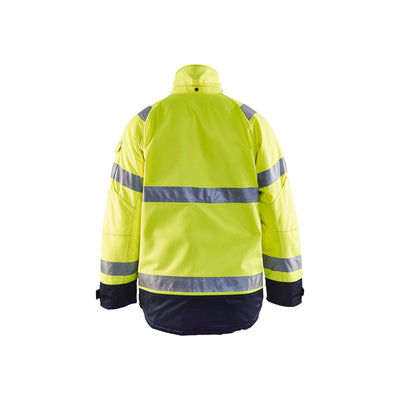 Blaklader 48281900 Hi-Vis Winter Jacket Yellow/Navy Blue Rear #colour_yellow-navy-blue