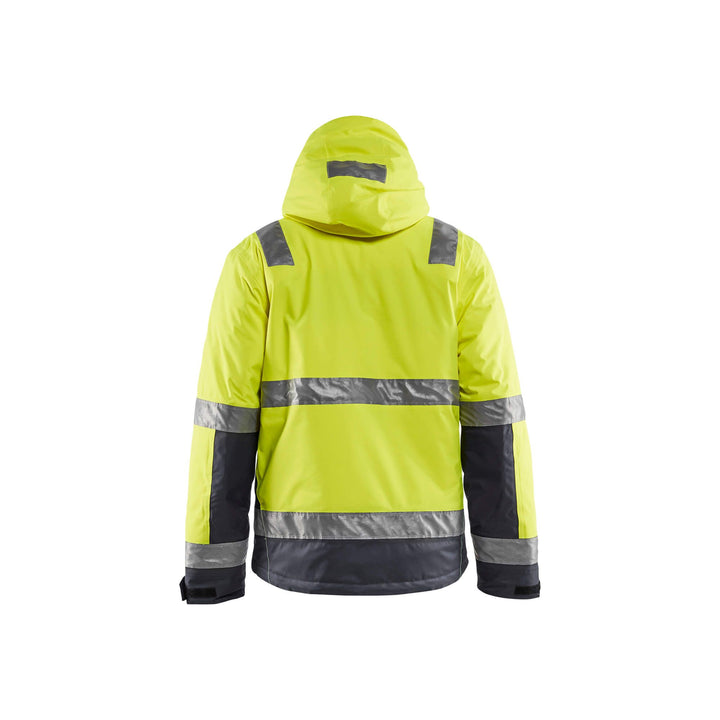 Blaklader 48701987 Hi-Vis Winter Jacket Hi-Vis Yellow/Mid Grey Rear #colour_hi-vis-yellow-mid-grey