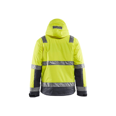 Blaklader 48701987 Hi-Vis Winter Jacket Hi-Vis Yellow/Mid Grey Rear #colour_hi-vis-yellow-mid-grey