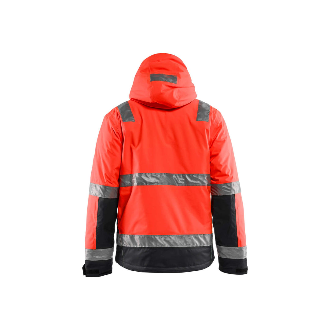 Blaklader 48701987 Hi-Vis Winter Jacket Red/Black Rear #colour_red-black