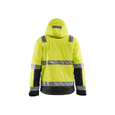 Blaklader 48701987 Hi-Vis Winter Jacket Yellow/Black Rear #colour_yellow-black
