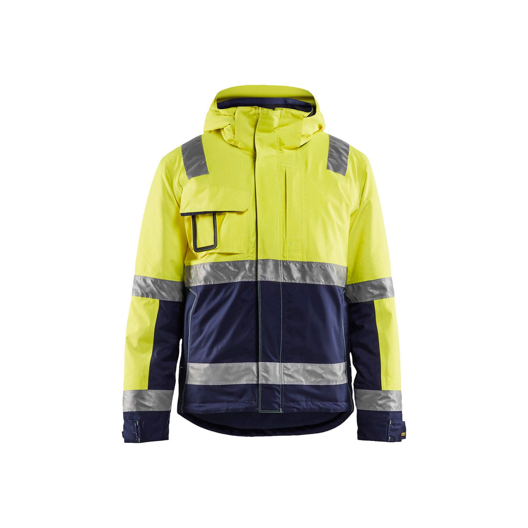 Blaklader 48701987 Hi-Vis Winter Jacket Yellow/Navy Blue Main #colour_yellow-navy-blue