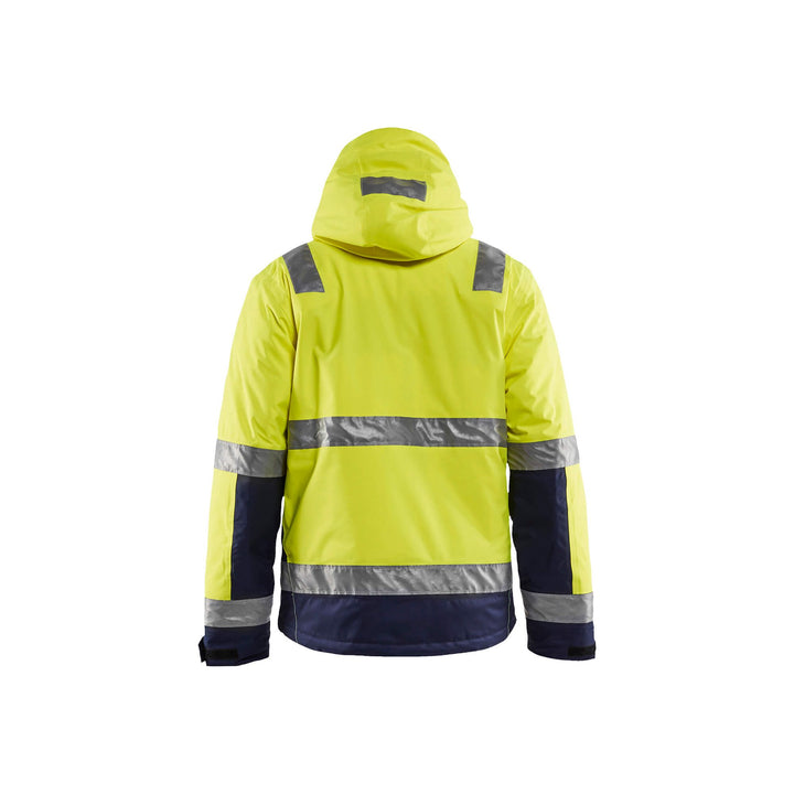 Blaklader 48701987 Hi-Vis Winter Jacket Yellow/Navy Blue Rear #colour_yellow-navy-blue