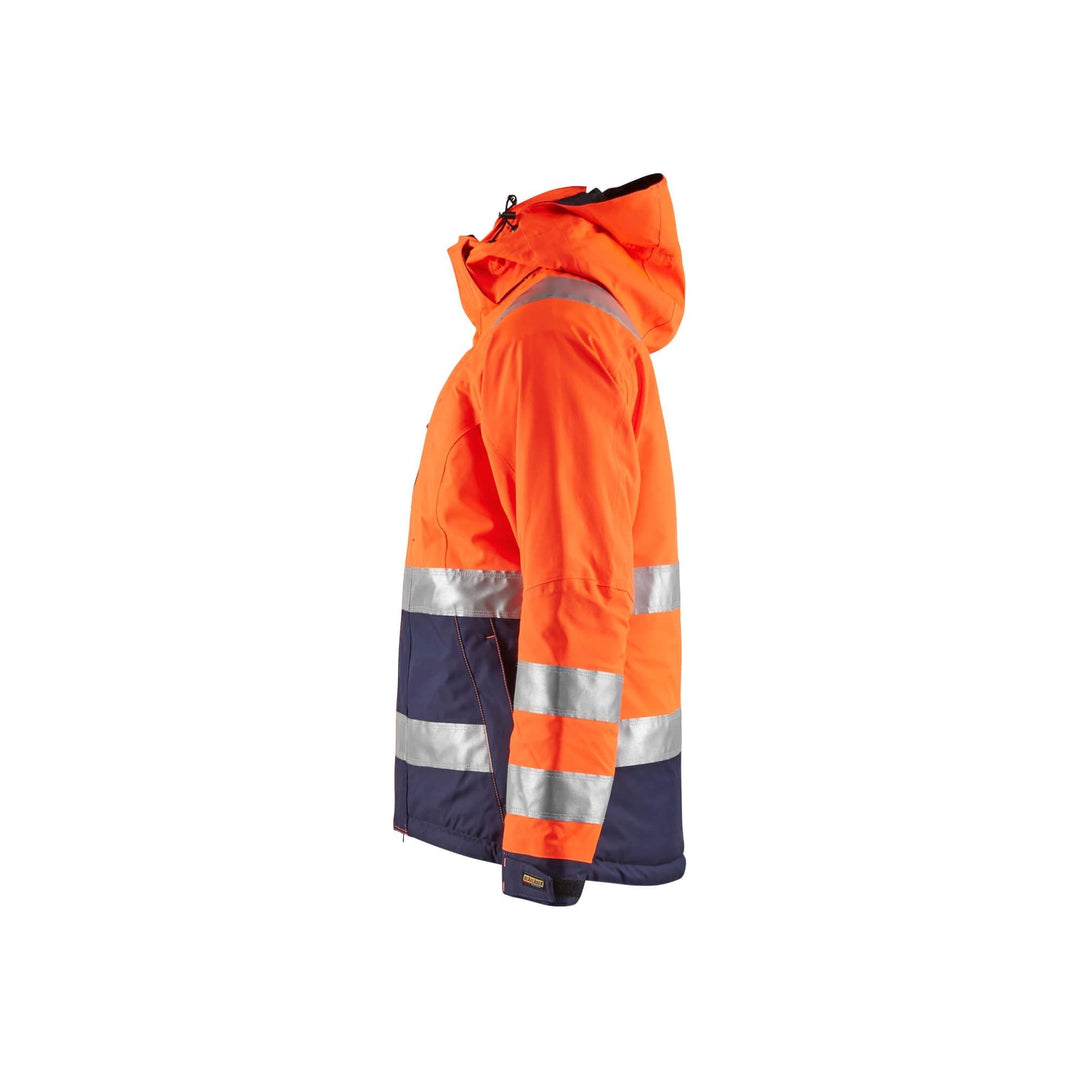 Blaklader 48721987 Hi-Vis Winter Jacket Orange/Navy Blue Left #colour_orange-navy-blue