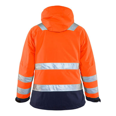 Blaklader 48721987 Hi-Vis Winter Jacket Orange/Navy Blue Rear #colour_orange-navy-blue