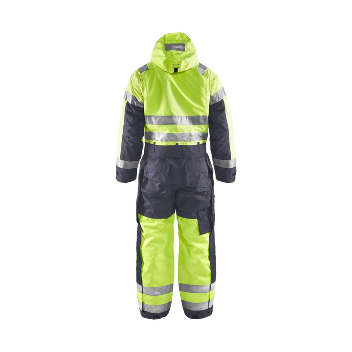 Blaklader 67631977 Hi-Vis Winter Overalls Hi-Vis Yellow/Mid Grey Rear #colour_hi-vis-yellow-mid-grey