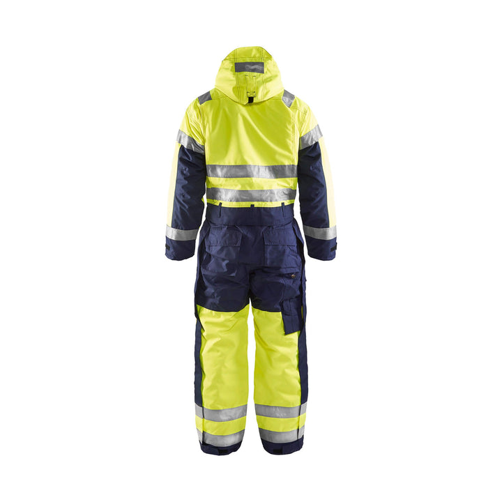 Blaklader 67631977 Hi-Vis Winter Overalls Yellow/Navy Blue Rear #colour_yellow-navy-blue