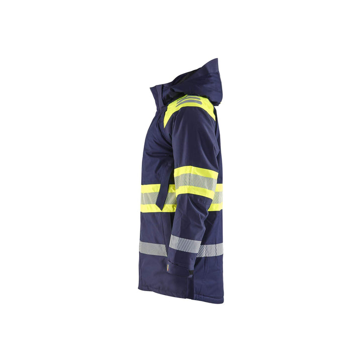 Blaklader 44851977 Hi-Vis Winter Parka Navy Blue/Hi-Vis Yellow Left #colour_navy-blue-hi-vis-yellow