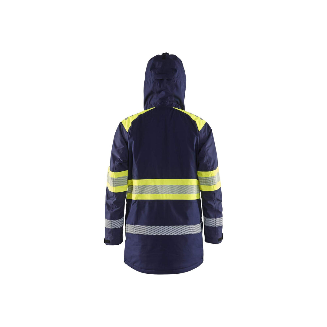 Blaklader 44851977 Hi-Vis Winter Parka Navy Blue/Hi-Vis Yellow Rear2 #colour_navy-blue-hi-vis-yellow