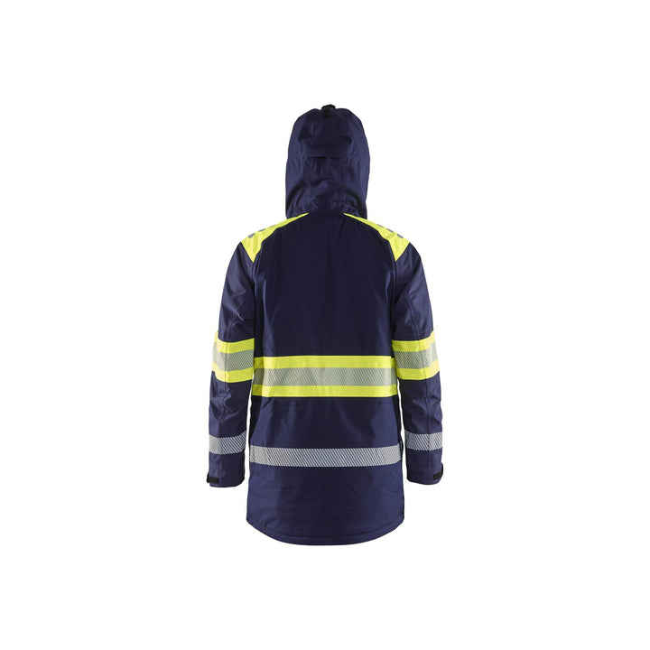 Blaklader 44851977 Hi-Vis Winter Parka Navy Blue/Hi-Vis Yellow Rear2 #colour_navy-blue-hi-vis-yellow