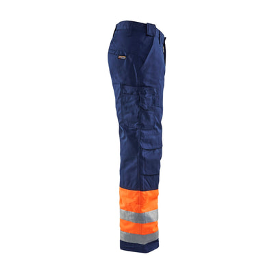 Blaklader 18621811 Hi-Vis Winter Trousers Orange/Navy Blue Right #colour_orange-navy-blue