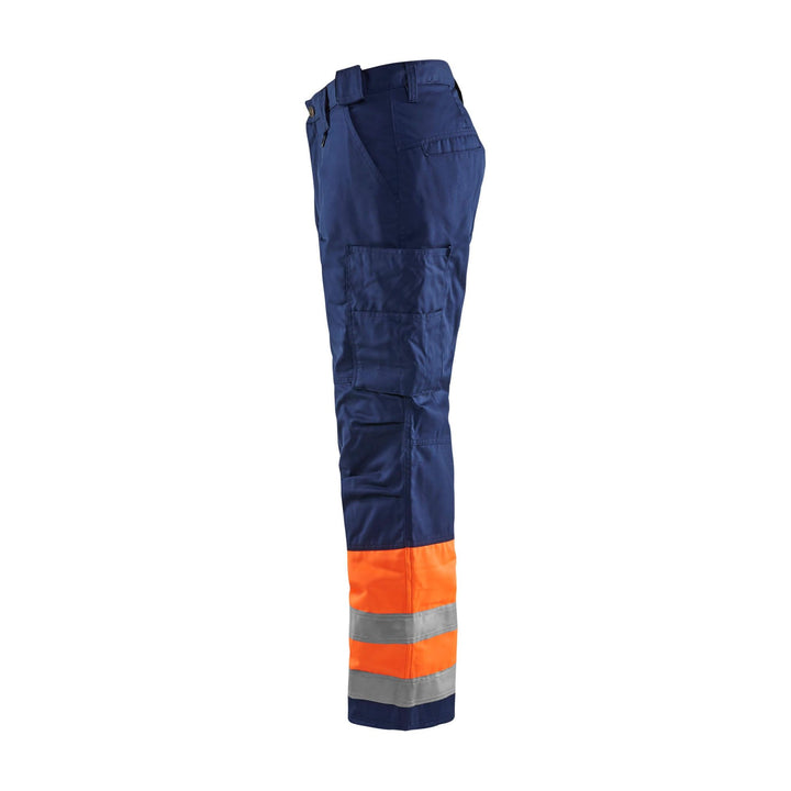 Blaklader 18621811 Hi-Vis Winter Trousers Orange/Navy Blue Left #colour_orange-navy-blue