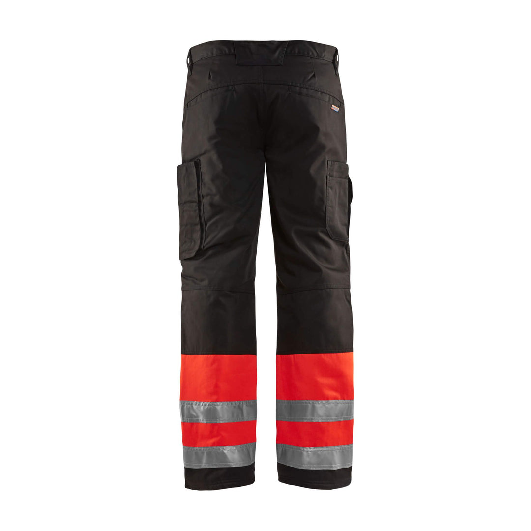 Blaklader 18621811 Hi-Vis Winter Trousers Red/Black Rear #colour_red-black