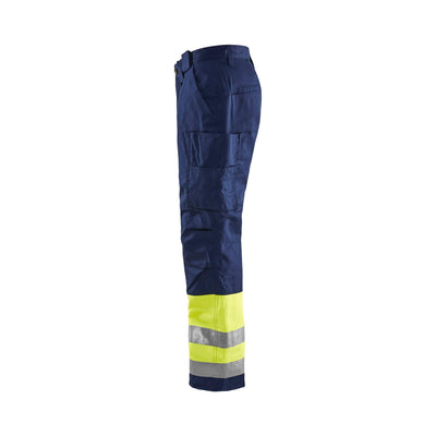 Blaklader 18621811 Hi-Vis Winter Trousers Yellow/Navy Blue Left #colour_yellow-navy-blue